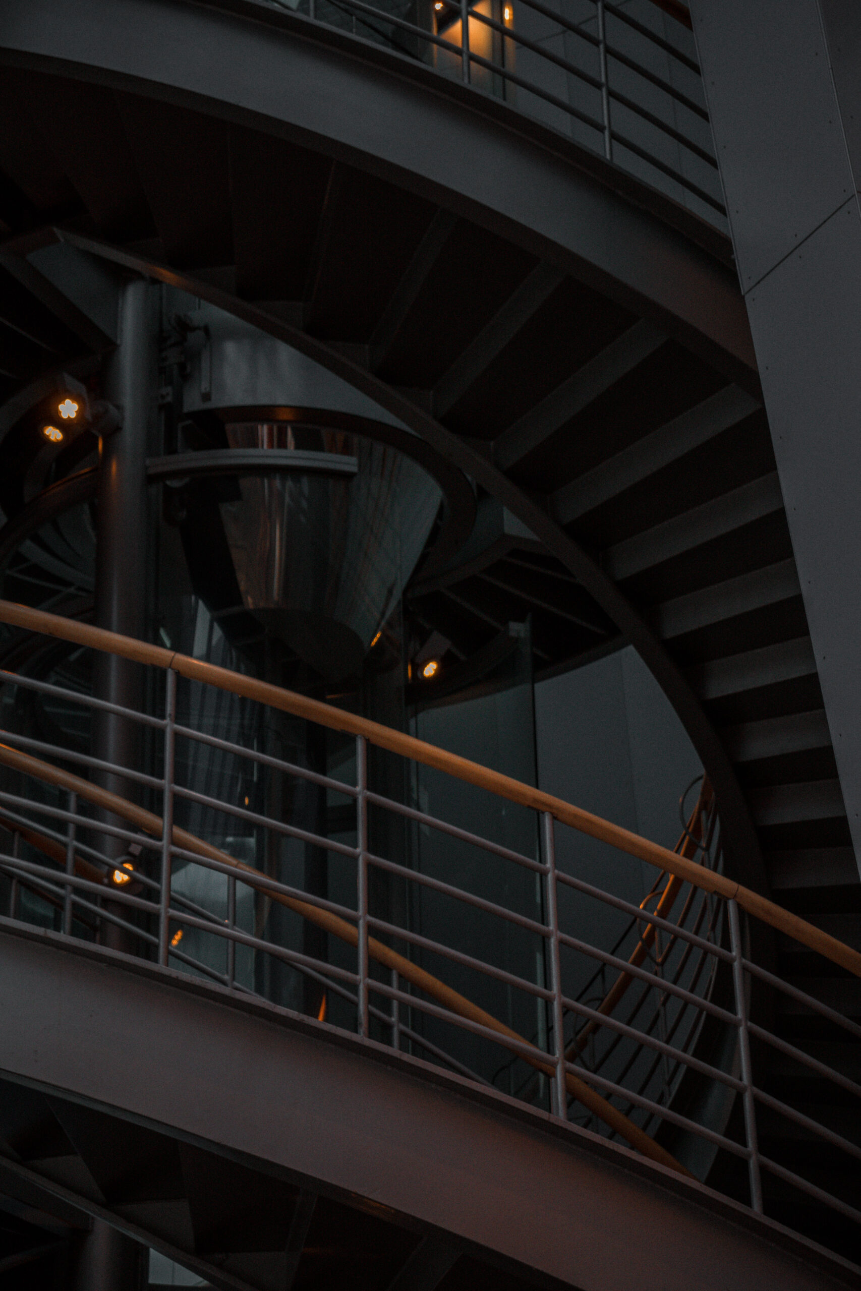 grey concrete spiral stairs